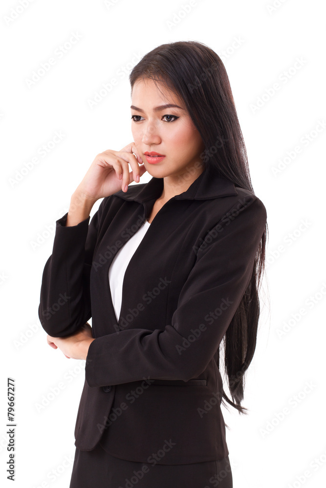 confident woman business executive thinking confident woman business executive thinking