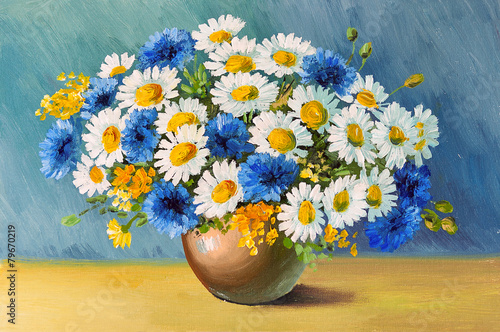 Obraz na płótnie bukiet wiosennych kwiatów, martwa natura obraz olejny