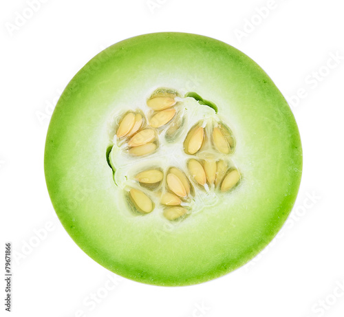 Photography Honeydew melon sliced in half isolated on white