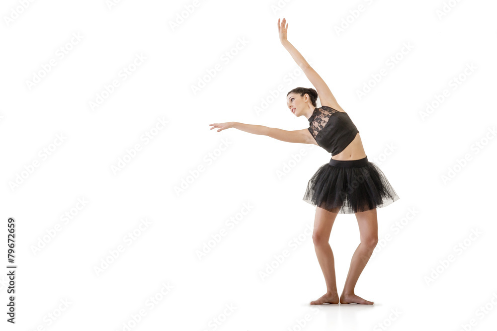 Young alternative ballerina dancing isolated on white