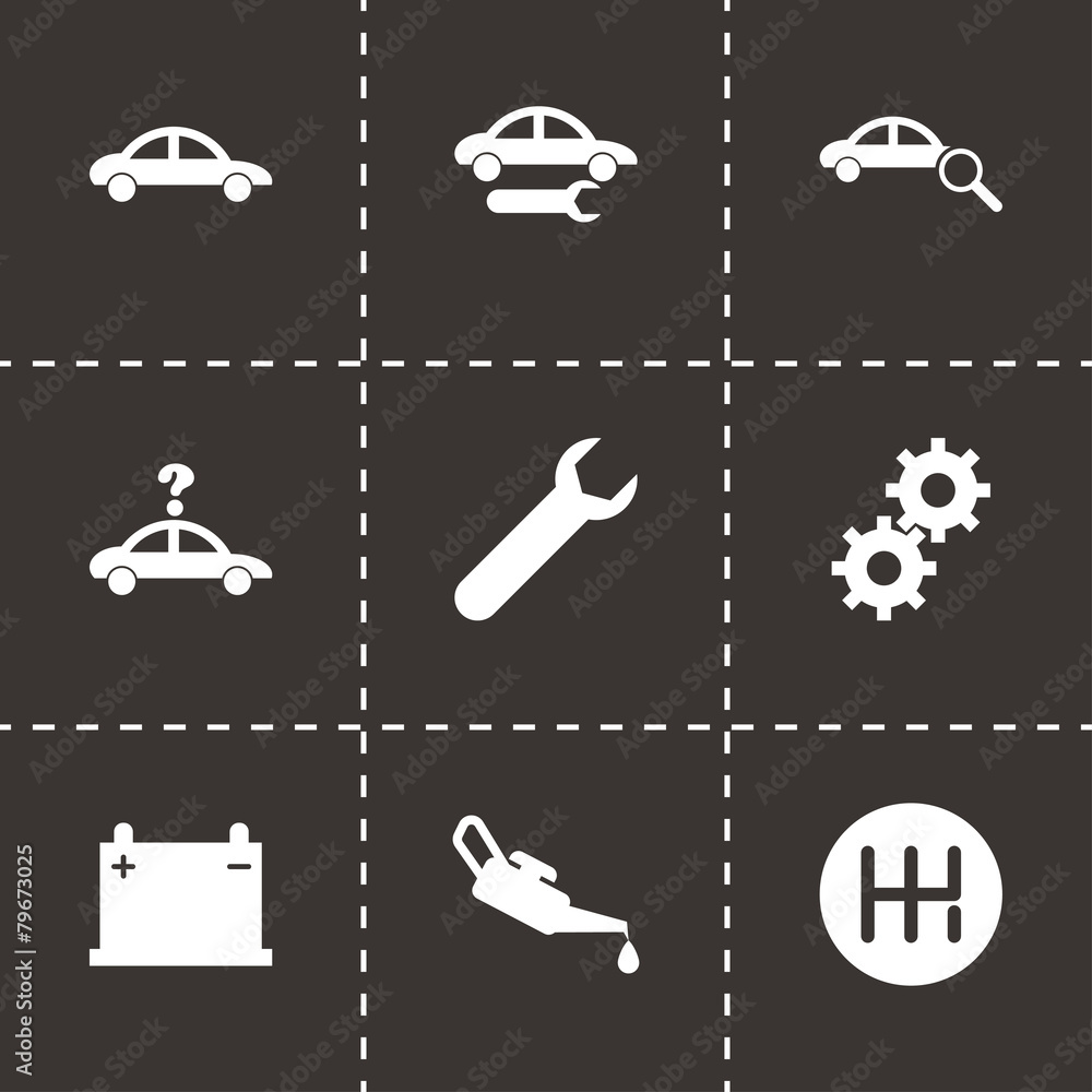 Vector black car service icon set Vector black car service icon set