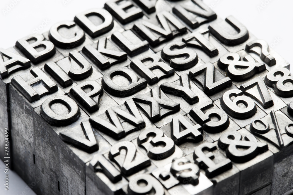 Letterpress - block letter English alphabet and number Letterpress - block letter English alphabet and number