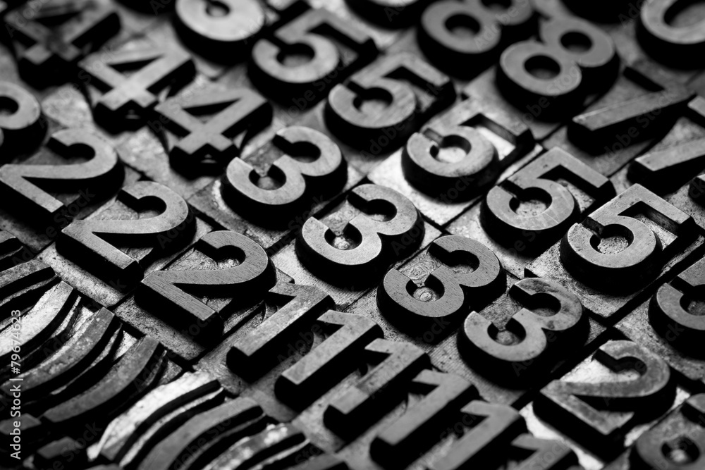 Fototapeta vintage letterpress alphabet and number background