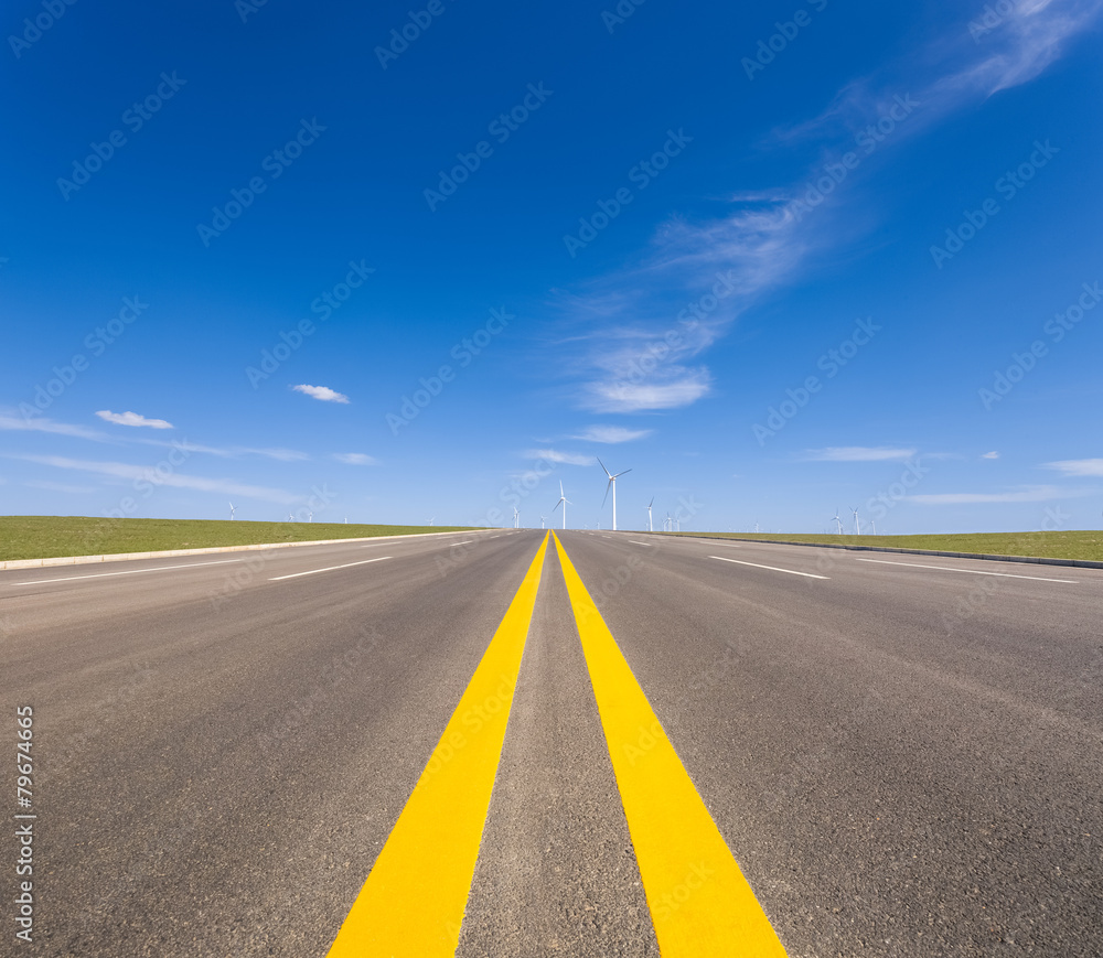 road and wind farm road and wind farm