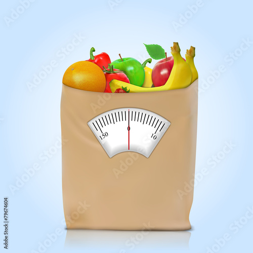 Healthy diet. Fresh food in a paper bag