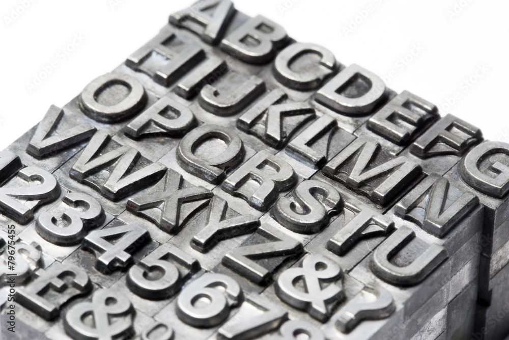 Letterpress - block letter English alphabet and number Letterpress - block letter English alphabet and number