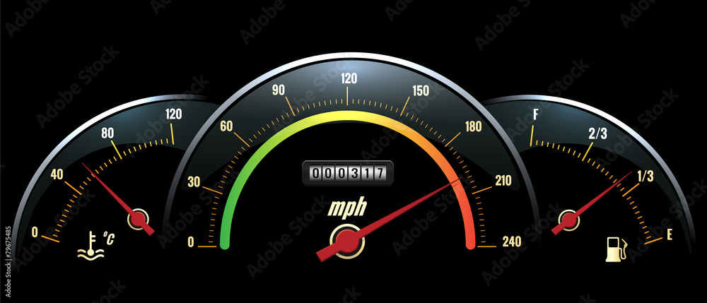 Fototapeta premium Vector Speedometer. Temperature indicator and fuel