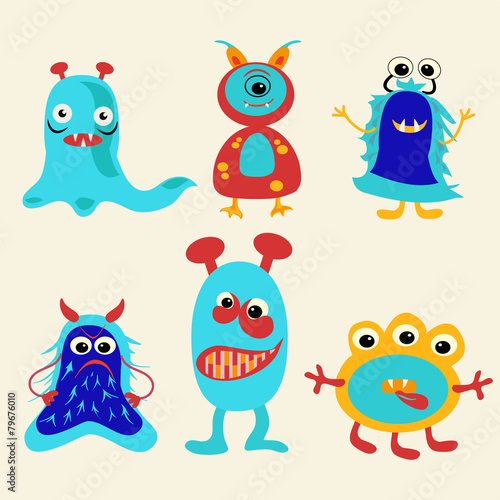 Series of vector cute cartoon monsters - Illustration! © margolana