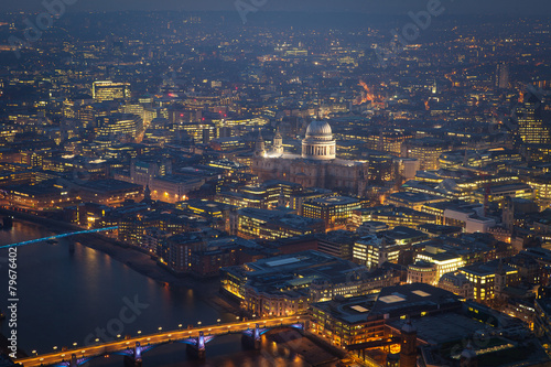 Sticker Top view Millennium bridge and St. Paul's cathedral, London Engl