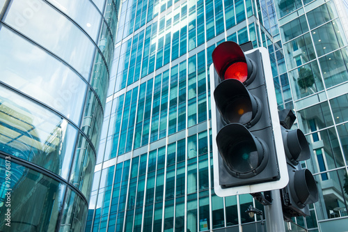 Red Traffic Light in the city..