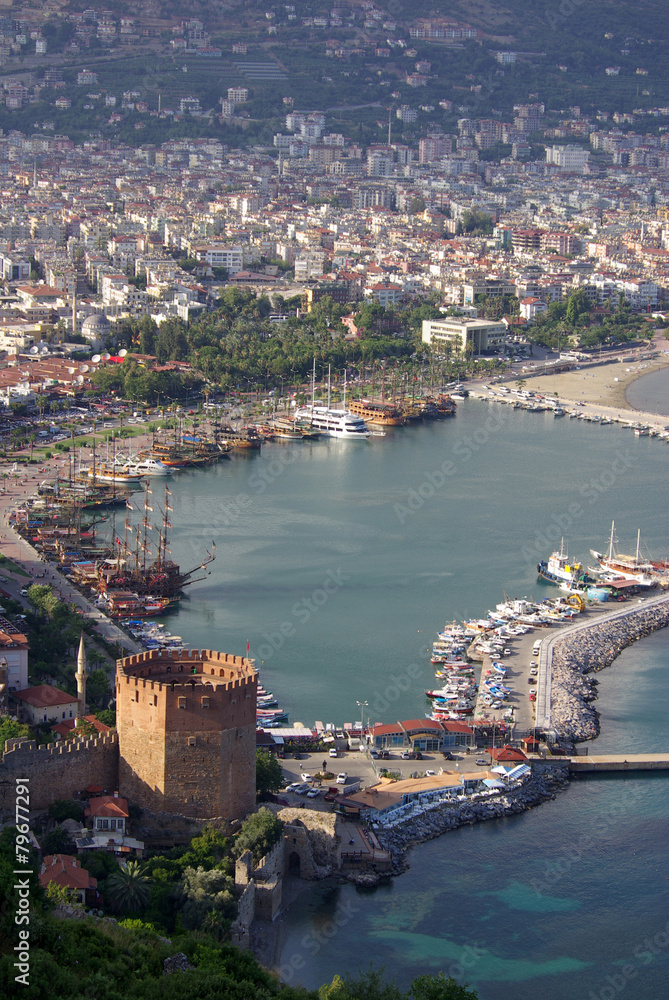 Fototapeta premium Red Tower in Alanya, Turkey
