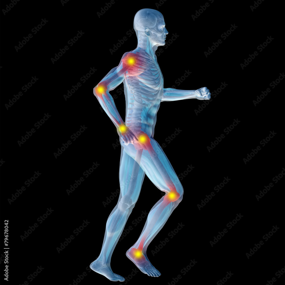3D human man anatomy with articular pain 3D human man anatomy with articular pain