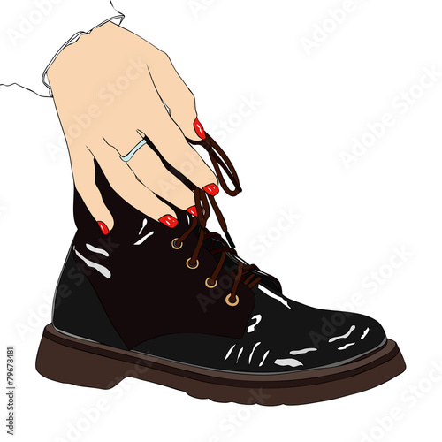 Woman with winter boot