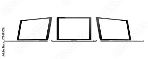 High quality modern screen laptop perspective and ftont view