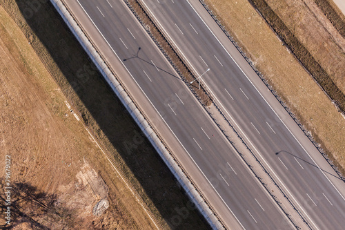 aerial view of highway