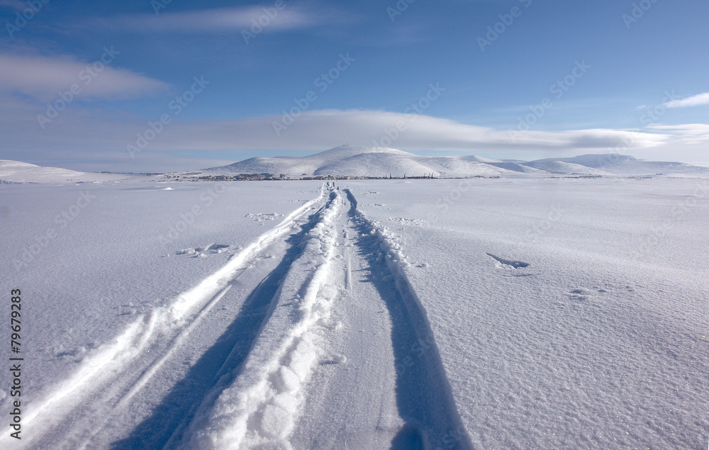 Ski trail  to the northern city of Chukotka.