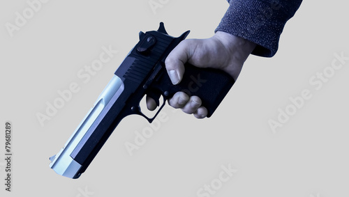 Canvastavla Desert Eagle in Hand grauer hintergrund