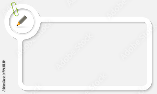 white frame for text and pencil
