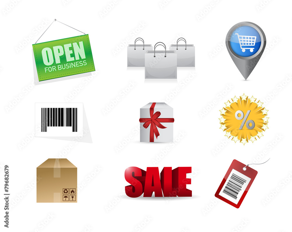 Fototapeta premium shopping market concept icon set