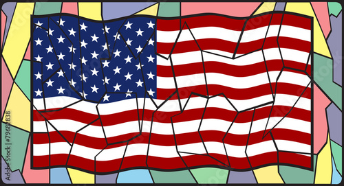 U.S.A. Flag On Stained Glass