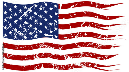 American Flag Ripped And Grunged