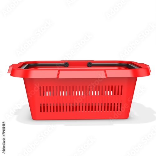 3d red empty shopping basket