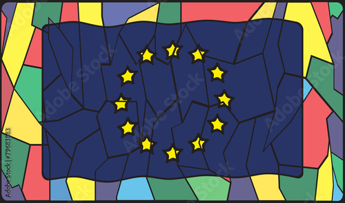 EU Flag On Stained Glass Window