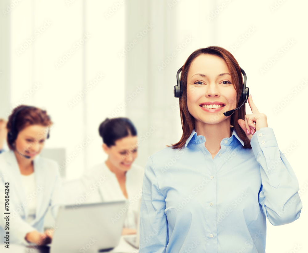 friendly female helpline operator at office friendly female helpline operator at office