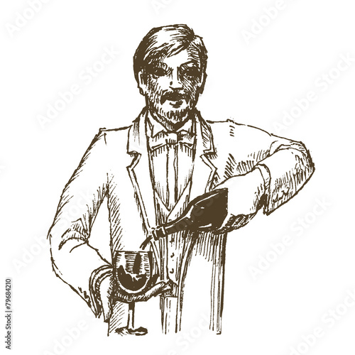 wine and brandy vector logo design template. sommelier or waiter