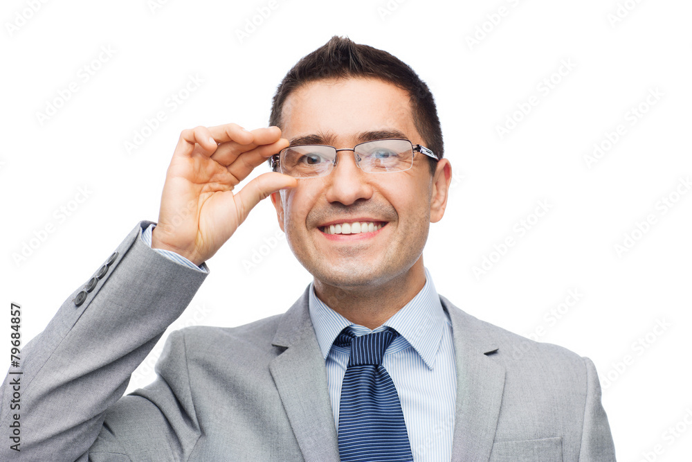 happy smiling businessman in eyeglasses and suit happy smiling businessman in eyeglasses and suit