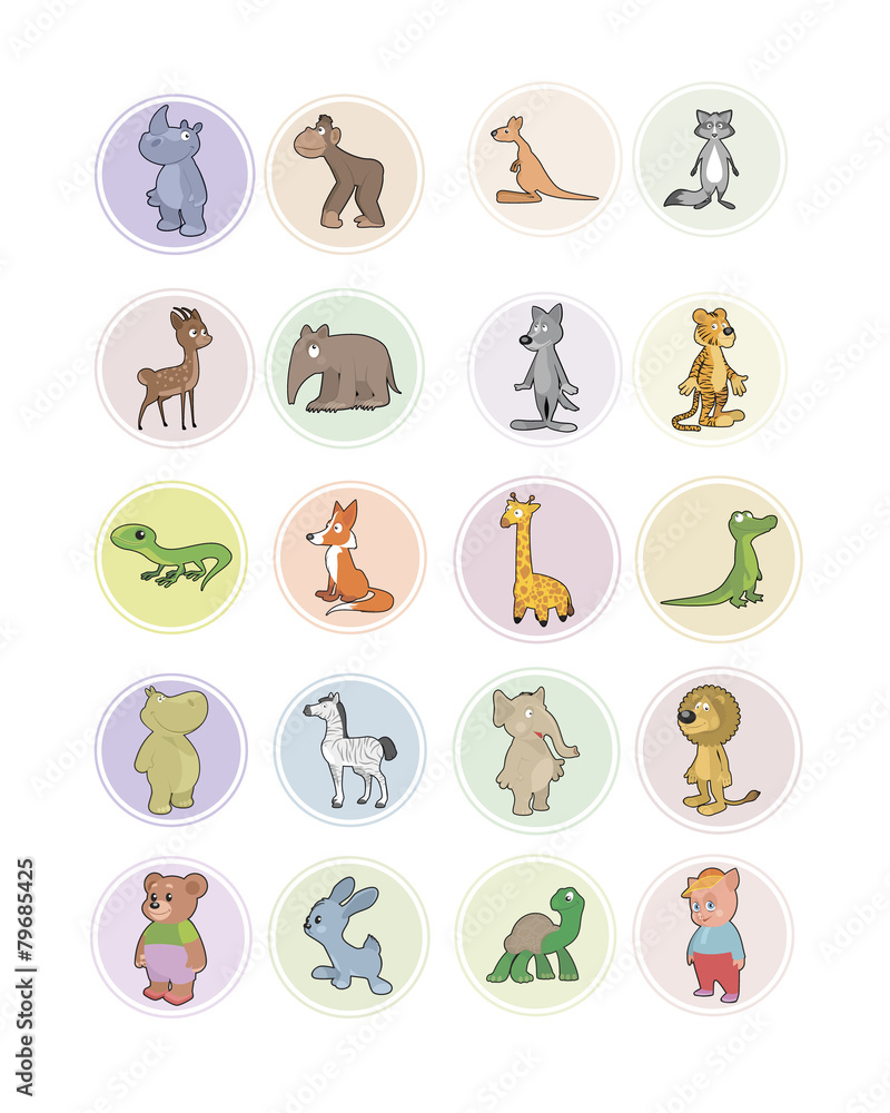 Icons animals set Icons animals set