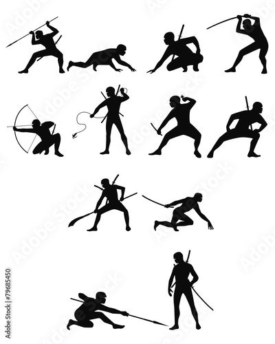 Ninja silhouettes set