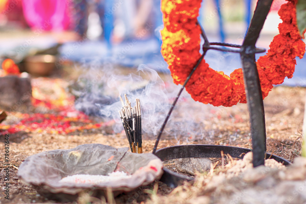 spiritual ritual on hindu holliday Stock Photo | Adobe Stock
