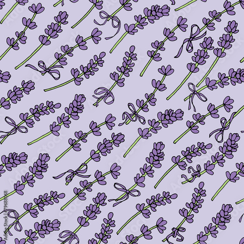 seamless pattern with lavender flowers on a purple background