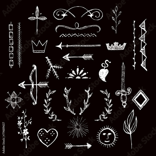 Various hand drawn design elements