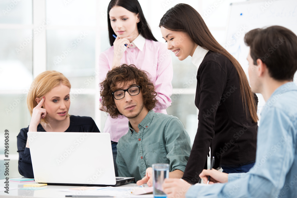 Business team working with laptop