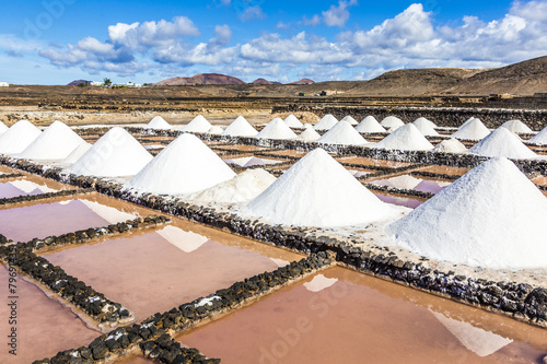 salt piles in the saline of Janubio in Lanzarote photo