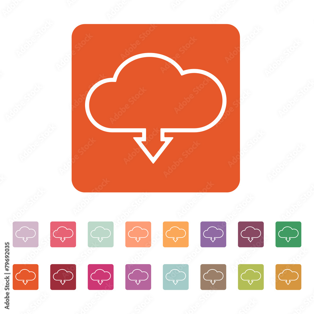 The download to cloud icon. Download symbol. Flat The download to cloud icon. Download symbol. Flat