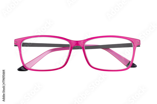 Pink eyeglass frames isolated on white