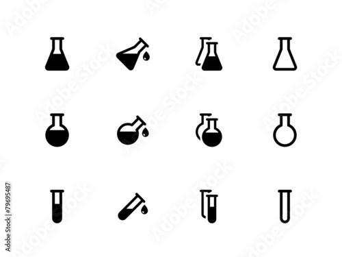 Lab flask icons on white background.
