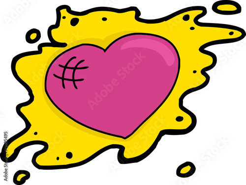 Pink Heart in Yellow Blob