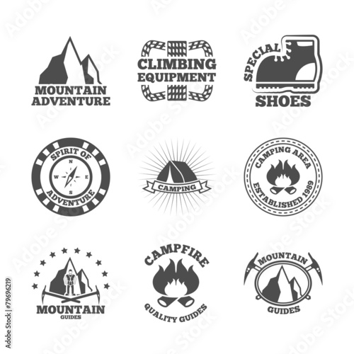 Mountine climber labels set