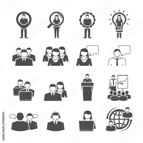 Business team demographic composition black icons
