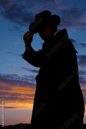 Slika na platnu silhouette of cowboy turned looking back