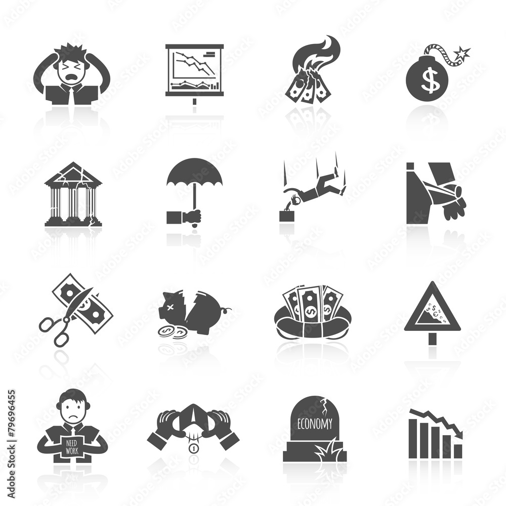 Naklejka premium Economic Crisis Icons