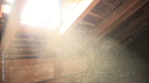 real particles of dust in a light ray from the window