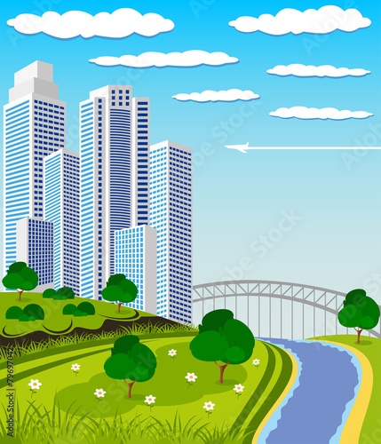 Modern metropolis skyline