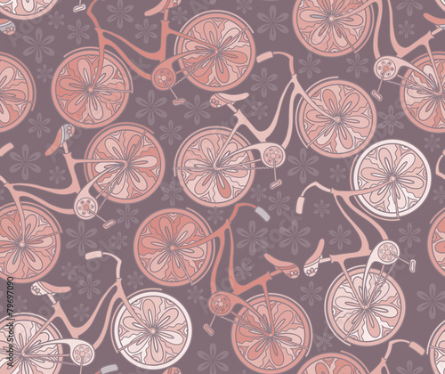Seamless vector pattern with bicycles