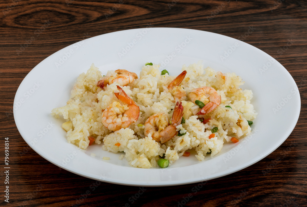 Fried rice with prawns