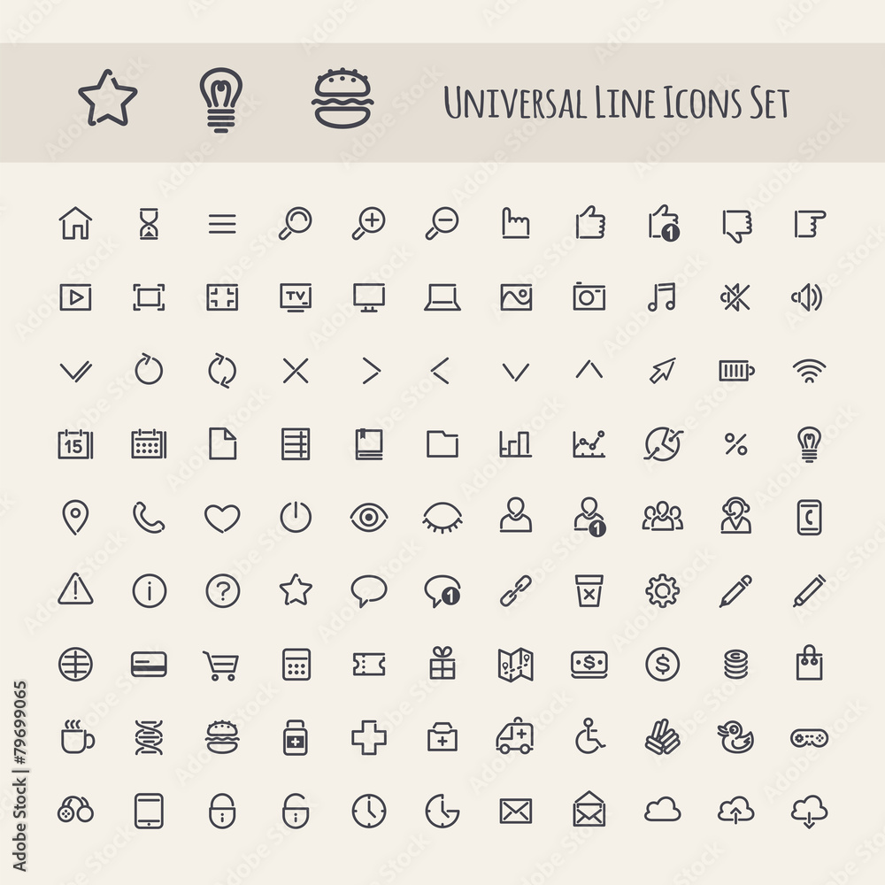 Set of Line Universal Icons - obrazy, fototapety, plakaty 